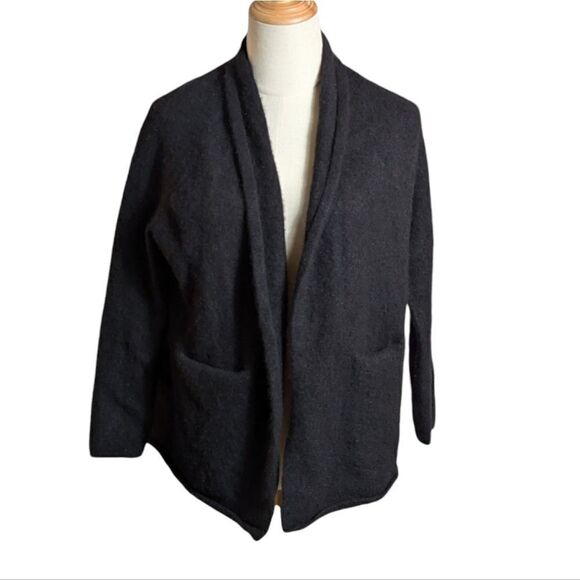 525 America Cashmere Black Open Front Cardigan - Picture 2 of 8